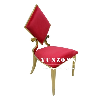 Elegante sedia da pranzo in acciaio inossidabile in oro con disegno di diamanti da poker