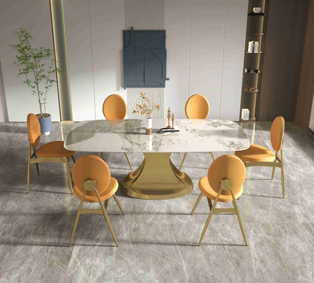 201 salone basso a forma di del seater di lusso del tavolo da pranzo 6 della raccolta dell'oro di acciaio inossidabile
