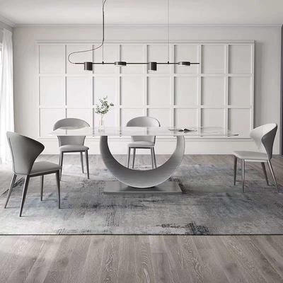 La sedia di tavolo da pranzo rettangolare moderna mette l'insieme pranzante superiore di marmo nordico