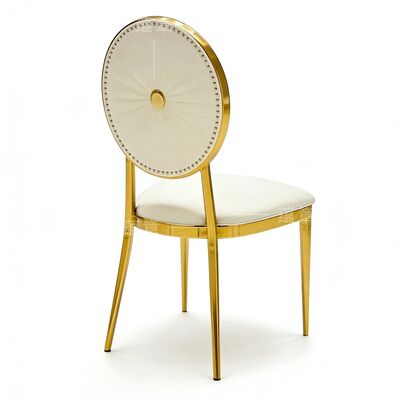 Sedia da matrimonio di lusso in pelle PU bianca, acciaio inossidabile, durevole, per hotel, sala da pranzo, villa, uso esterno, soggiorno, con design moderno