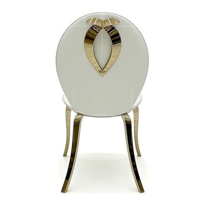 Sedia da pranzo moderna per banchetti di nozze di lusso con gambe in acciaio inossidabile per eventi, ricevimenti e hotel