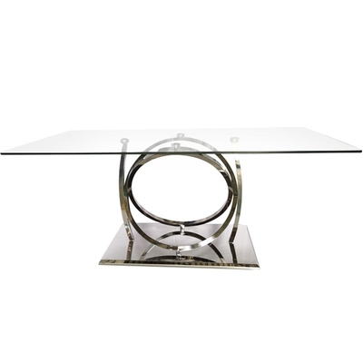 Tabella lucidata della sala da pranzo di acciaio inossidabile con rivestimento lucido