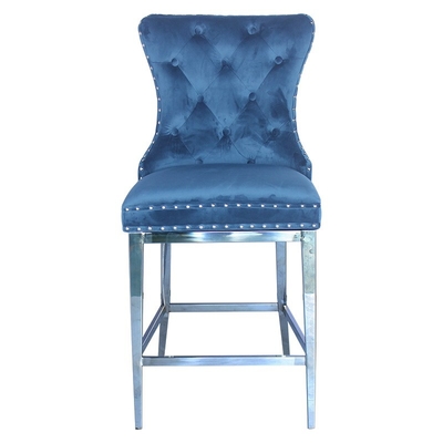 Romantic Blue Color Bar Chair High Back Base pesante