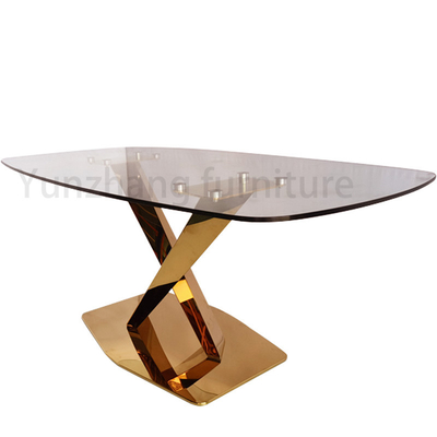 Tavoli da pranzo moderni di lusso eleganti con rivestimento lucido superiore di vetro