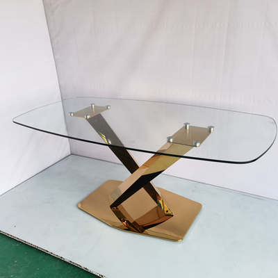 Tavoli da pranzo moderni di lusso eleganti con rivestimento lucido superiore di vetro