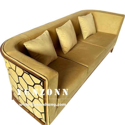 Modern Gold Stainless Steel Luxury Sofa Set Arredamento Soggiorno Sofa Verde Tessuto di velluto