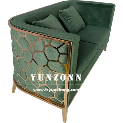 Modern Gold Stainless Steel Luxury Sofa Set Arredamento Soggiorno Sofa Verde Tessuto di velluto