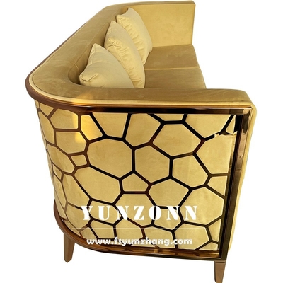 Modern Gold Stainless Steel Luxury Sofa Set Arredamento Soggiorno Sofa Verde Tessuto di velluto