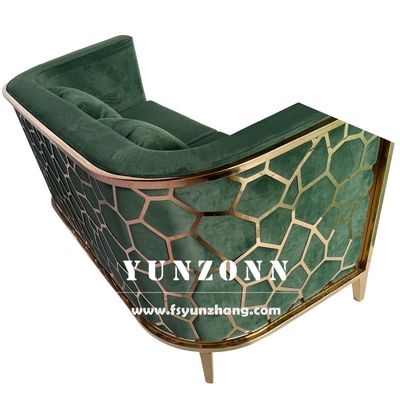 Modern Gold Stainless Steel Luxury Sofa Set Arredamento Soggiorno Sofa Verde Tessuto di velluto