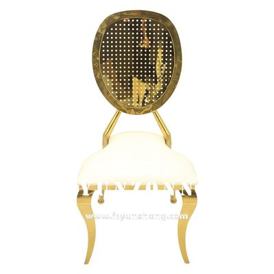 Luxury Golden Stainless Steel Frame Guest Chair Throne Hotel Dining Fabric Wedding Chair