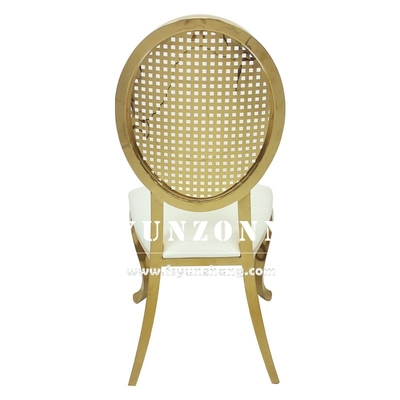 Disegno di impilazione Sedia da pranzo in acciaio inossidabile oro lussuoso per eventi di matrimonio Affitto di sala festa