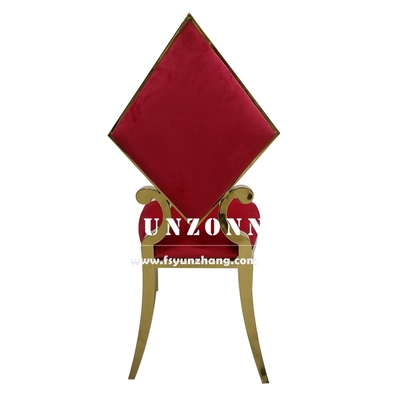 Elegante sedia da pranzo in acciaio inossidabile in oro con disegno di diamanti da poker