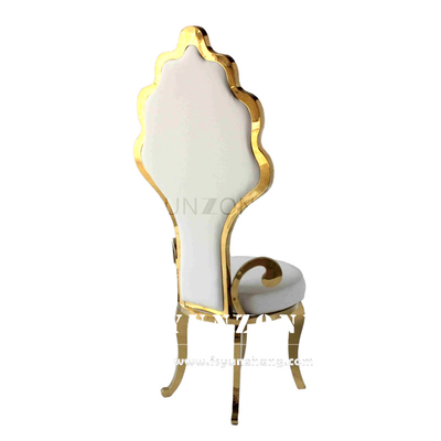 Al dettaglio in acciaio inossidabile in oro, sedia sposa e sposo, sedile alto dorso, sedile trono del re del matrimonio.
