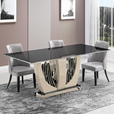 Tavoli da pranzo moderni di lusso eleganti con rivestimento lucido superiore di vetro