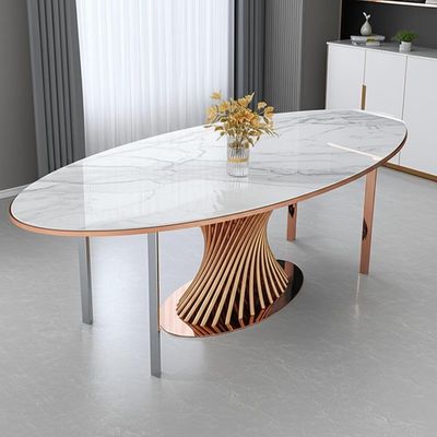 Il marmo ha lucidato i tavoli da pranzo moderni di lusso in Rose Gold Color d'argento