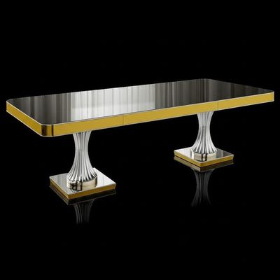 Forma rettangolare dei tavoli da pranzo moderni di lusso lucidi d'argento dell'oro