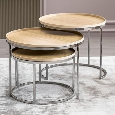 Arredamento interno Tavolo da caffè Tavolo rotondo in acciaio inossidabile Set per soggiorno