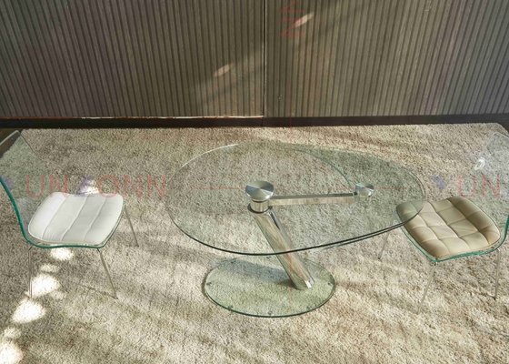 Tavolo da pranzo multifunzionale flessibile allungabile con una cima di vetro di due foglie