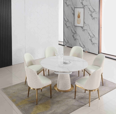 Il tavolo da pranzo telescopico contratto bianco allungabile progetta 6 Seater con la cima di marmo