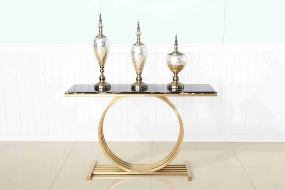 Tabella di console superiore di marmo di lusso del salone dell'angolo di corridoio della base di acciaio inossidabile decorativa