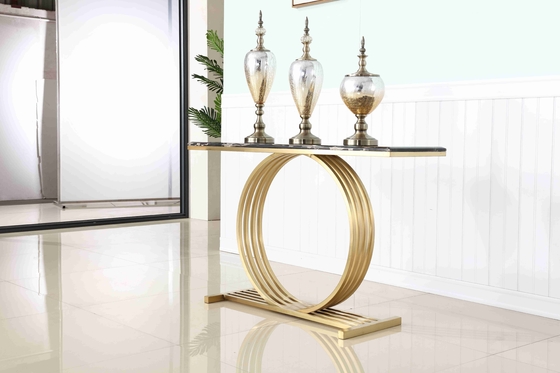 Tabella di console superiore di marmo di lusso del salone dell'angolo di corridoio della base di acciaio inossidabile decorativa