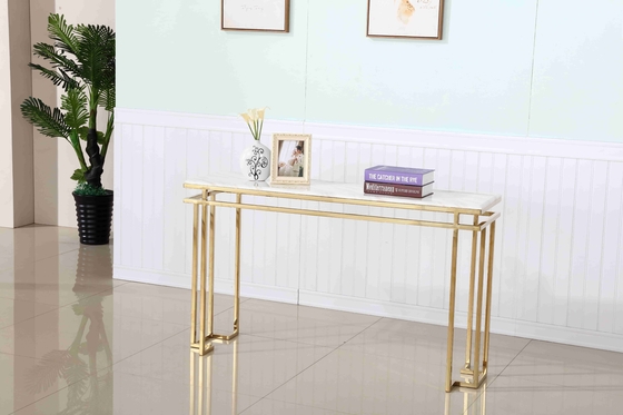 Tabella di console superiore di marmo di lusso del salone dell'angolo di corridoio della base di acciaio inossidabile decorativa