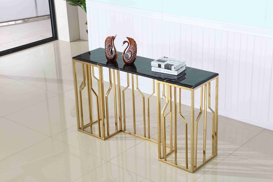 Tabella di console superiore di marmo di lusso del salone dell'angolo di corridoio della base di acciaio inossidabile decorativa