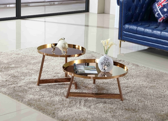 Tavolino da salotto brillante interno di acciaio inossidabile intorno a Rose Gold Living Room Furniture