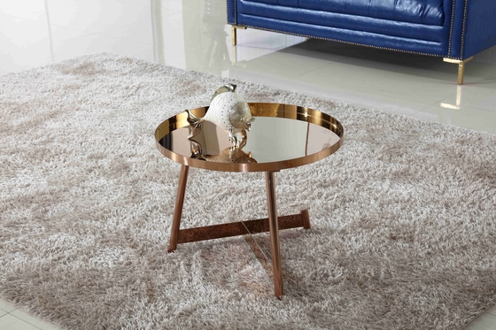 Tavolino da salotto brillante interno di acciaio inossidabile intorno a Rose Gold Living Room Furniture