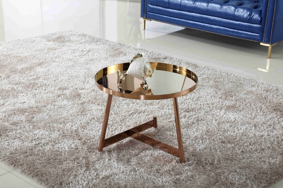Tavolino da salotto brillante interno di acciaio inossidabile intorno a Rose Gold Living Room Furniture