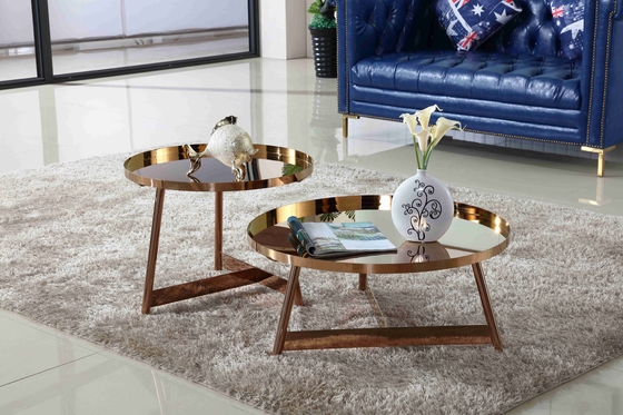 Tavolino da salotto brillante interno di acciaio inossidabile intorno a Rose Gold Living Room Furniture