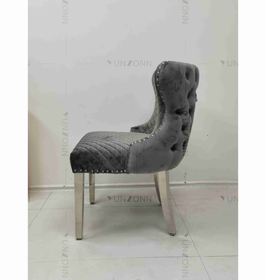 Gray Power Lion Buttoned Back che pranza la sedia ha riempito le gambe d'argento di acciaio inossidabile delle sedie della sala da pranzo