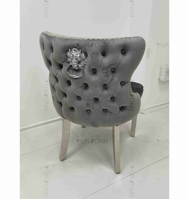 Gray Power Lion Buttoned Back che pranza la sedia ha riempito le gambe d'argento di acciaio inossidabile delle sedie della sala da pranzo