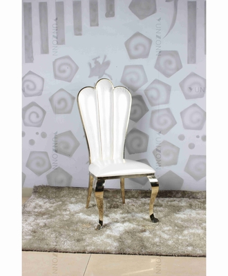 Sedie da banchetto in all'ingrosso in PU bianca, sedie da matrimonio in acciaio inossidabile in oro