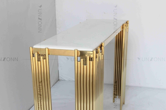 Mobilia di lusso moderna tubolare dell'oro e bianca di console della Tabella di parete del Governo dello scaffale
