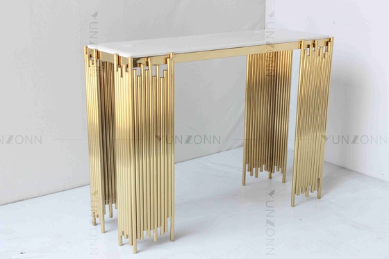 Mobilia di lusso moderna tubolare dell'oro e bianca di console della Tabella di parete del Governo dello scaffale