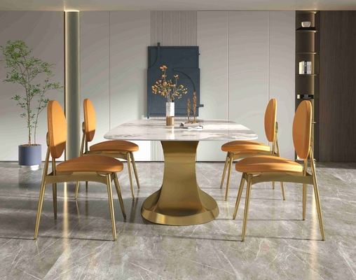 201 salone basso a forma di del seater di lusso del tavolo da pranzo 6 della raccolta dell'oro di acciaio inossidabile