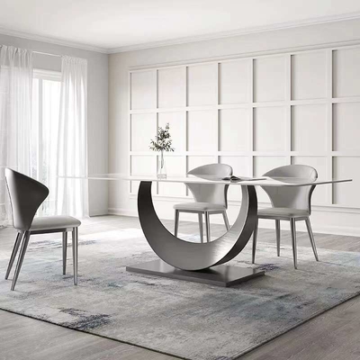La sedia di tavolo da pranzo rettangolare moderna mette l'insieme pranzante superiore di marmo nordico