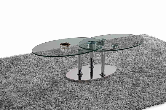 Il tavolo da pranzo ovale di vetro moderno piegante ha temperato la struttura di vetro L200xW100xH75cm di acciaio inossidabile