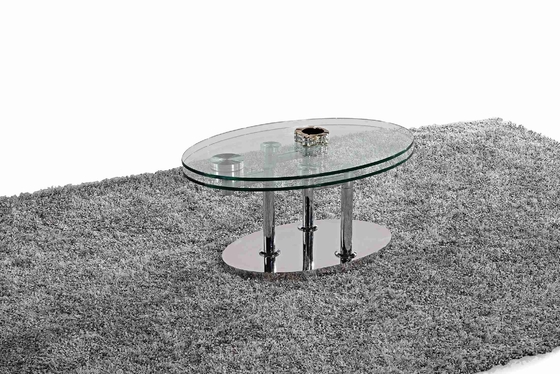 Il tavolo da pranzo ovale di vetro moderno piegante ha temperato la struttura di vetro L200xW100xH75cm di acciaio inossidabile