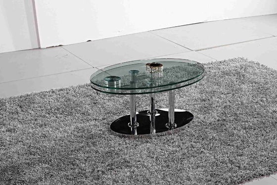 Il tavolo da pranzo ovale di vetro moderno piegante ha temperato la struttura di vetro L200xW100xH75cm di acciaio inossidabile