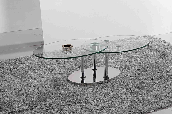 Il tavolo da pranzo ovale di vetro moderno piegante ha temperato la struttura di vetro L200xW100xH75cm di acciaio inossidabile