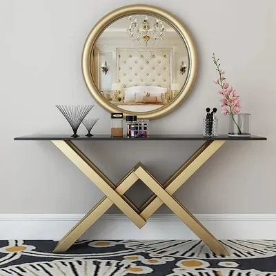 Console di lusso alla moda rettangolare bianca della freccia della Tabella di tè in oro 150X45X80