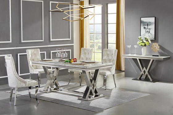 Parte alta Luxe moderna di marmo nordica del ristorante del tavolo da pranzo della gamba di acciaio inossidabile