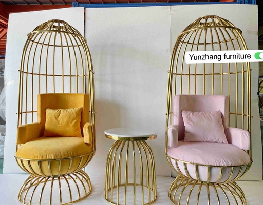 Acciaio inossidabile del metallo dell'oro della sedia comoda del Birdcage per il banchetto dell'hotel