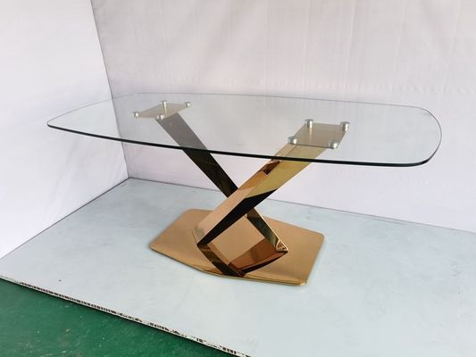 Buon prezzo Matrimonio base metallica importata in oro tavola da pranzo a specchio con cristallo in linea