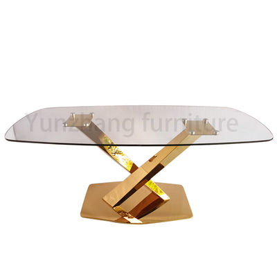 Prezzo buono Chiara mobilia domestica temperata della base SS201 del tavolo da pranzo superiore di vetro rettangolare di progettazione in linea