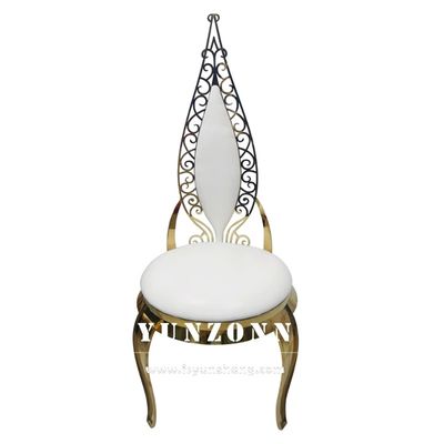 Prezzo buono Velluto di cuoio di nozze di acciaio inossidabile dell'oro della sedia commerciale di banchetto in linea