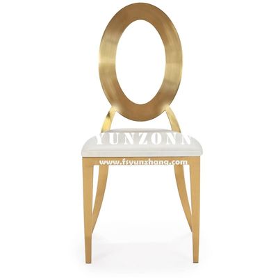 Buon prezzo Sedia da banchetto impilabile in acciaio inossidabile dorato per sala da pranzo, design impilabile, per hotel, matrimoni, eventi e feste in linea