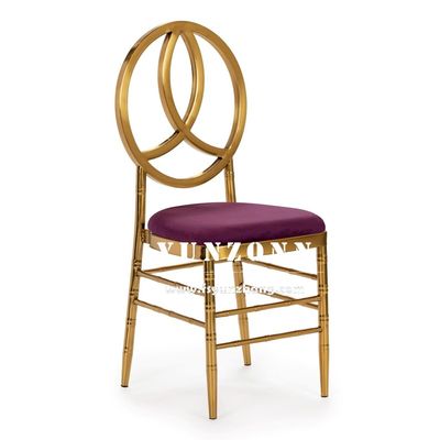 Buon prezzo Sedia Phoenix per banchetti d'hotel in acciaio inossidabile con finitura oro, impilabile, per eventi, feste, matrimoni in linea